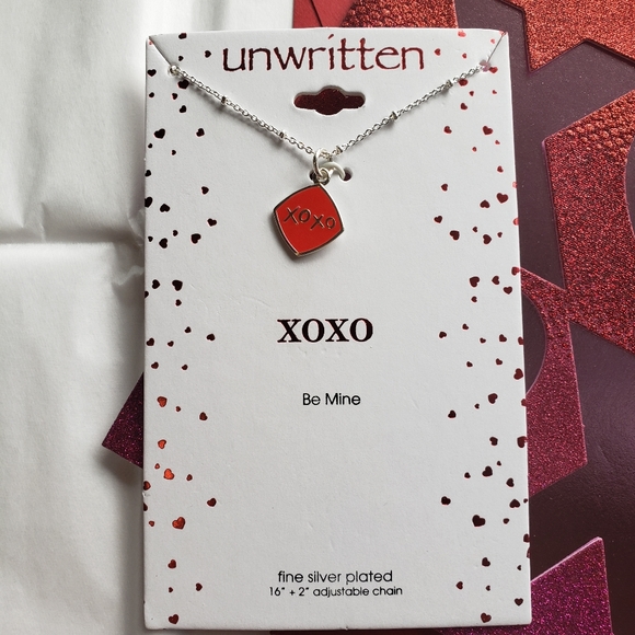 Love XOXO Silver Pendant Necklace Red Enamel NWT - Picture 2 of 6